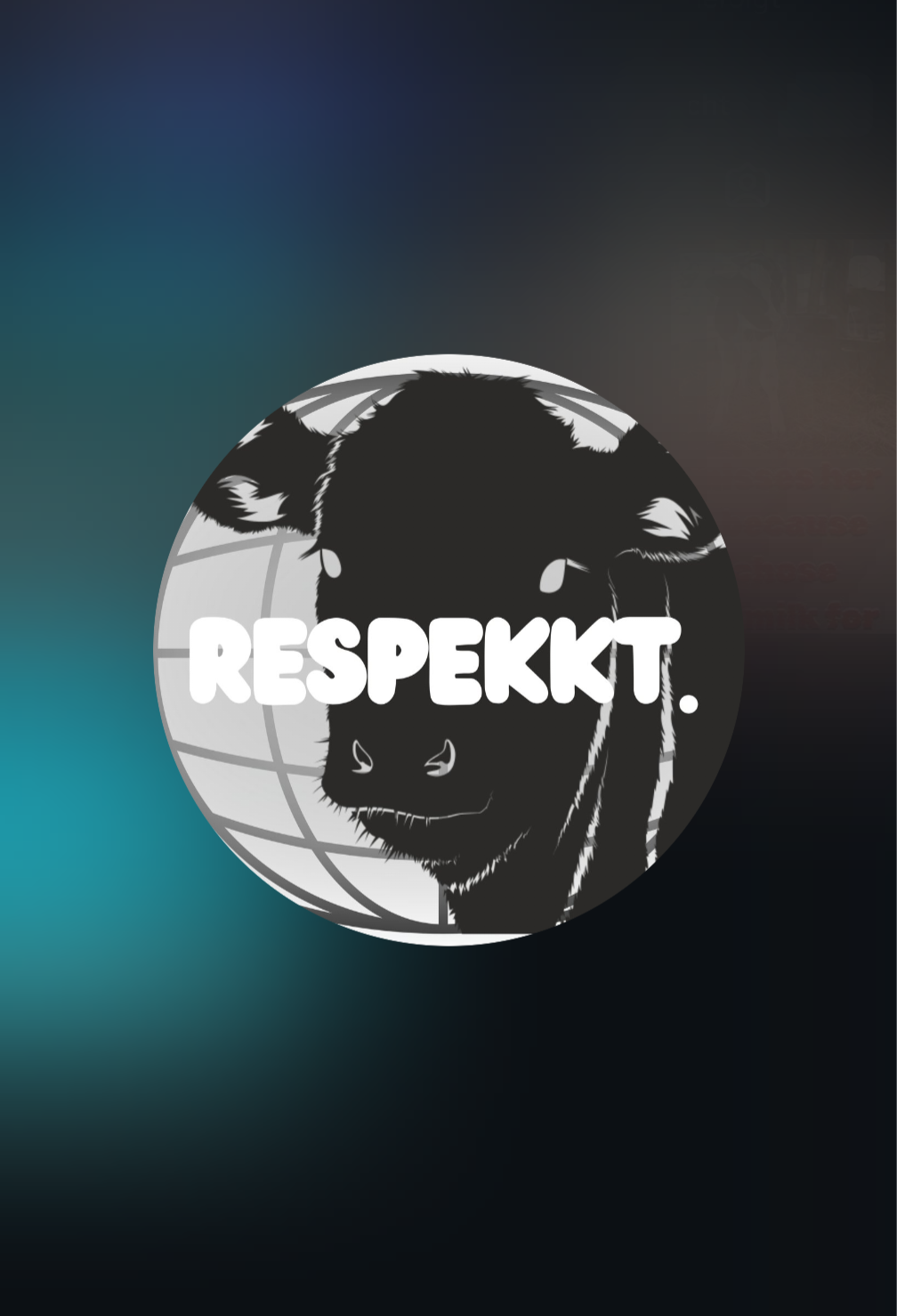 Profilbild der Instagram Seite, Logo der Marke Respekkt.: Eine schwarze Kuh, der Name der Marke, so wie eine grafische Weltkugel im Hintergrund.