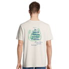 Prson, die ein weißes T-Shirt trägt mit dem Aufdruck: "Ja. Auch in Pflanzen stecken Proteine. Fang an Tiere zu respektieren. Werde vegan."